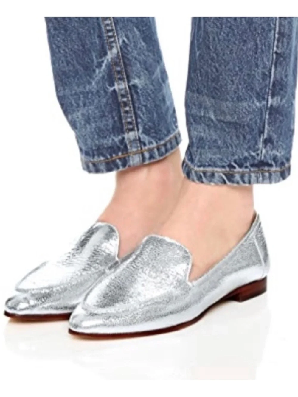 Kate Spade Carima Silver Metallic Loafers Size 10.5